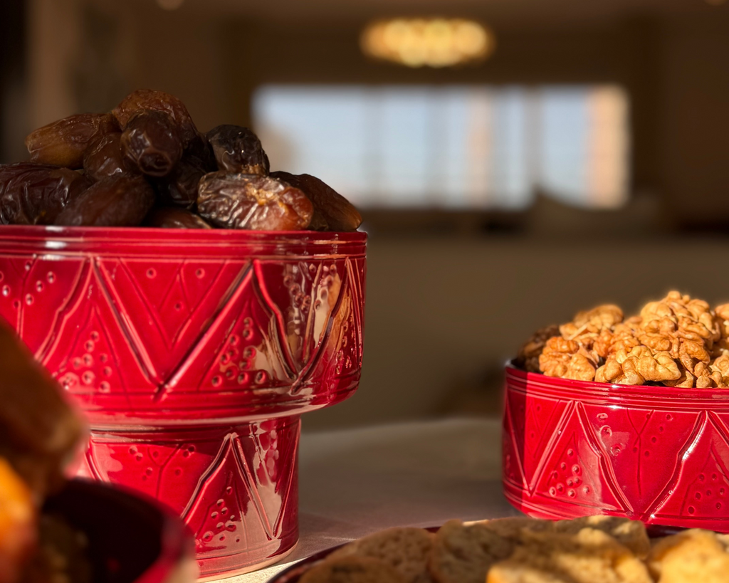 Set de 3 Bols Artisanaux beiges et rouges