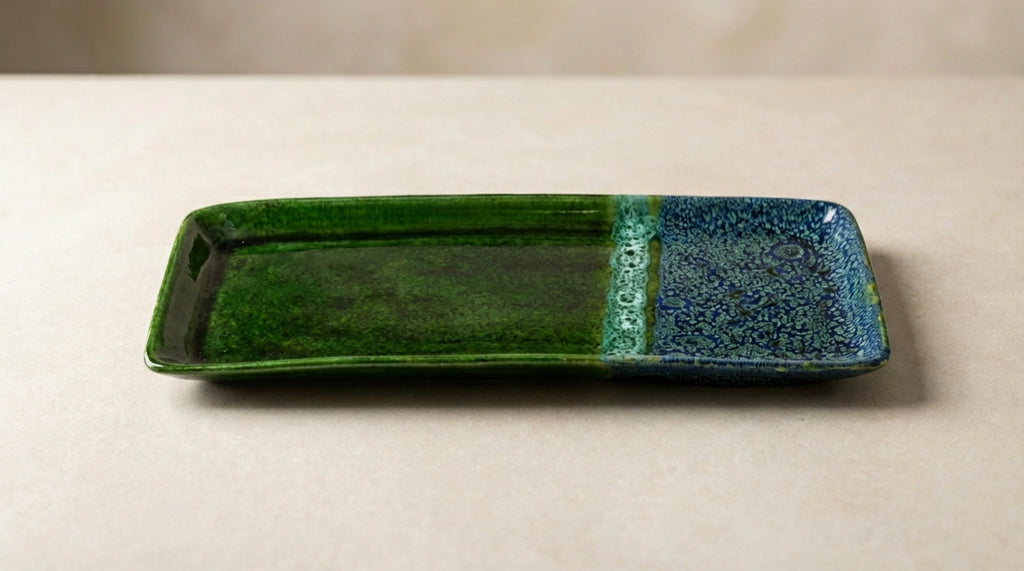 Plat Vert & Bleu moucheté