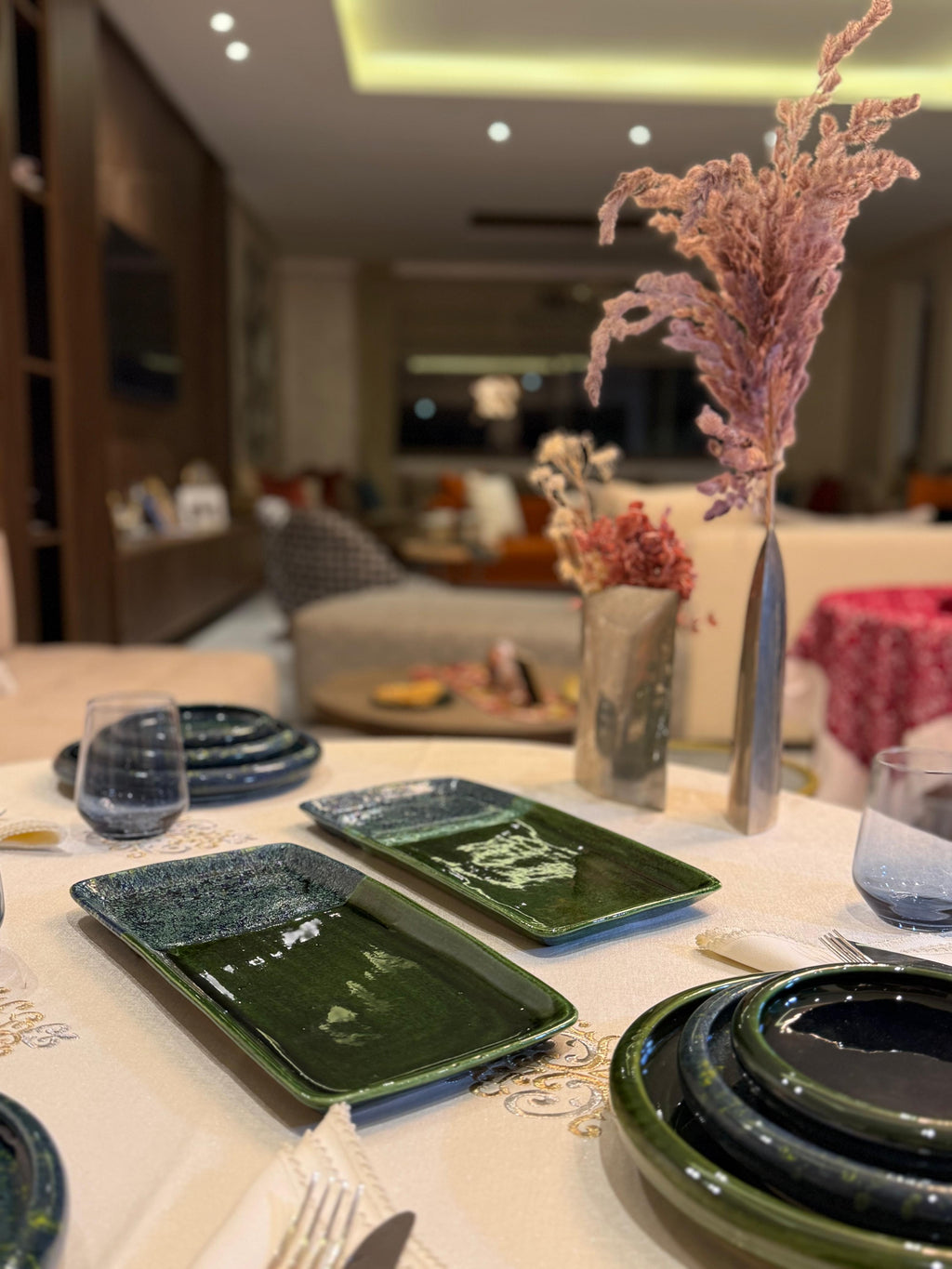 Plat Vert & Bleu moucheté