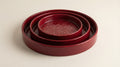 Set 3 Assiettes Artisanales Rouge – Bord Relevé